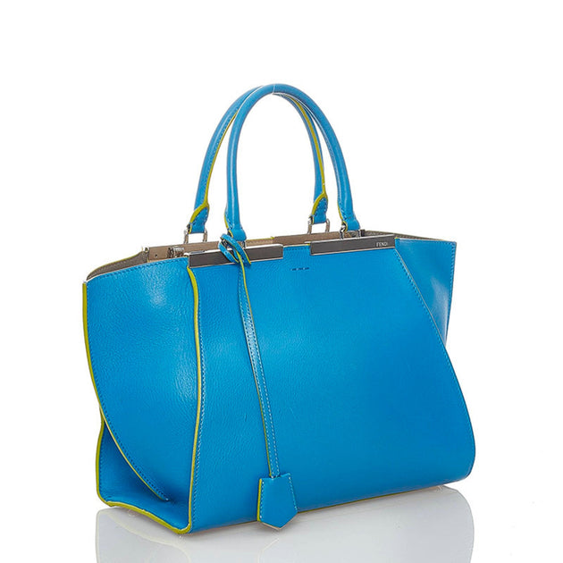 Fendi Troisour handbag shoulder bag 8BH279 blue leather ladies FENDI ...